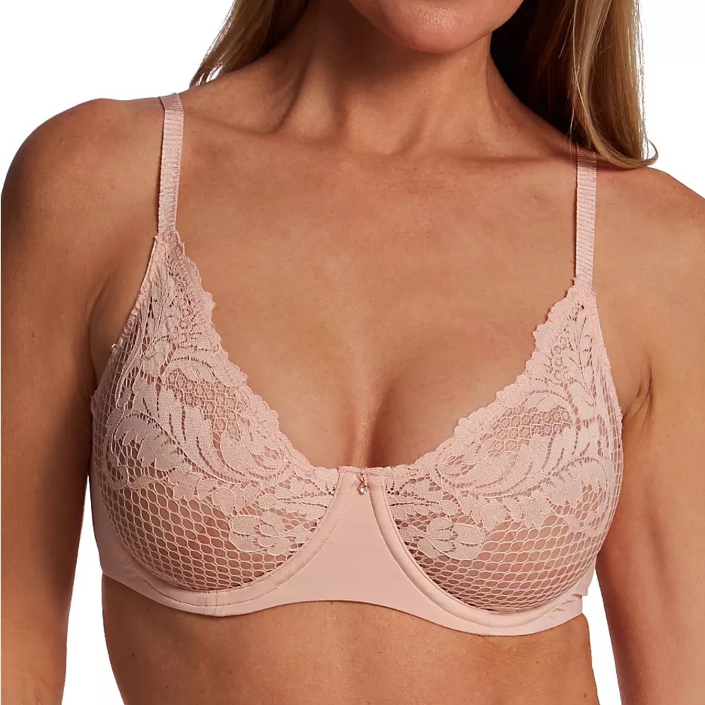 Le Mystere 34D Lace Allure Unlined Bra Pale Peach